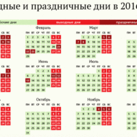 Список выходных и праздничных дней в 2016 году