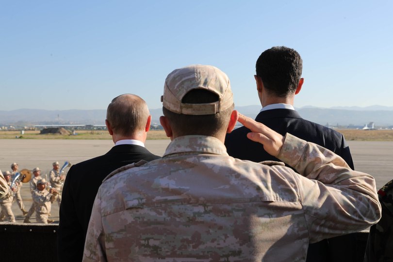Путин и Асад на авиабазе Хмеймим